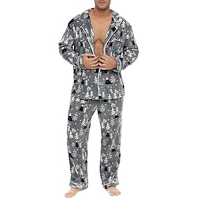 Men's Christmas Pajamas Sleepwear Pajama Set Pajama Top and Pant 2 Pieces Graphic Prints Stylish Casual Comfort Home Christmas Daily Cotton Blend Comfort Soft Lapel Long Sleeve Shirt Pant Drawstring Lightinthebox Men's Christmas Pajamas Sleepwear Pajama Set Pajama Top and Pant 2 Pieces Graphic Prints Stylish Casual Comfort Home Christmas Daily Cotton Blend Comfort Soft Lapel Long Sleeve Shirt Pant Drawstring Lightinthebox