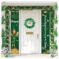 Saint Patrick's Day Door Couplets Door Decorations Porch Banner Green Lucky Sign Hanging Decorations Banner for Holiday Parade Indoor Outdoor Decorations miniinthebox