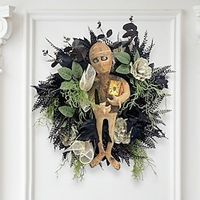 Halloween Wreath, Scary Front Door Decoration Black Rose Door Wreath Welcome Sign,Halloween Thanksgiving Indoor and Outdoor Domiciliary Decorations miniinthebox - thumbnail