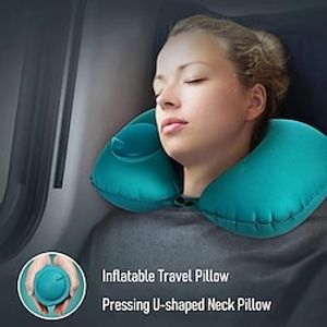 Inflatable Travel Pillow, Pressing U-shaped Neck Pillow, Portable Sleeping Pillow For Airplane, Train, Car, Office miniinthebox