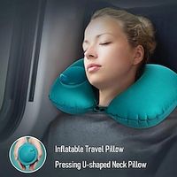 Inflatable Travel Pillow, Pressing U-shaped Neck Pillow, Portable Sleeping Pillow For Airplane, Train, Car, Office miniinthebox - thumbnail