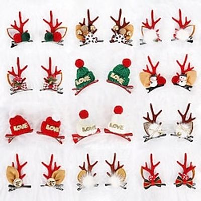 Christmas Decorations Hair Clips Hair Accessories Cute Deer Antler Hair Clips Headgear Christmas Festive Deer Pair Clip Lightinthebox