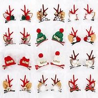 Christmas Decorations Hair Clips Hair Accessories Cute Deer Antler Hair Clips Headgear Christmas Festive Deer Pair Clip Lightinthebox - thumbnail