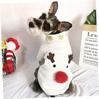 Dog Warm Sweater Dog Warm Outfit Christmas Pet Dog Clothes Christmas Costume Dog Sweater Puppy Costumes Dog Costume Dog Christmas Outfit Dachshund Sweater Small Dog White Set Lightinthebox