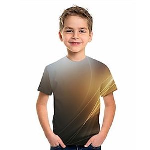 Kids Boys T shirt Short Sleeve 3D Print Gradient Crewneck Yellow Children Tops Spring Summer Active Fashion Daily Daily Outdoor Regular Fit 3-12 Years Lightinthebox