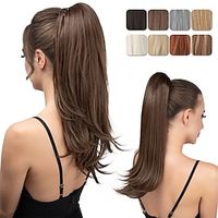 Clip in Ponytail Extension Medium Brown 18 Inch Pony Tails Hair Extensions for Women Long Straight Curly Tail Ponytail Hair piece Synthetic Fake Versatile Pony Lightinthebox