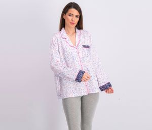 Womens Notch-Collar Printed Pajama Top  Pink