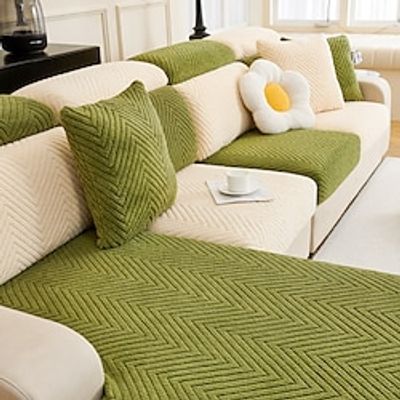 Stretch Sofa Seat Cushion Cover Jacquard Slipcover Elastic Couch Cover for Armchair Loveseat 4 or 3 Seater Solid Soft Durable Washable Furniture Protection for Dogs Cats Lightinthebox