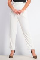 Womens High Waisted Belted Pants  White - thumbnail