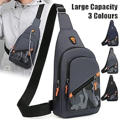 Men's Crossbody Bag Shoulder Bag Chest Bag Nylon Outdoor Daily Travel Zipper Large Capacity Waterproof Lightweight Patchwork Black Blue Grey Lightinthebox