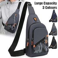 Men's Crossbody Bag Shoulder Bag Chest Bag Nylon Outdoor Daily Travel Zipper Large Capacity Waterproof Lightweight Patchwork Black Blue Grey Lightinthebox - thumbnail