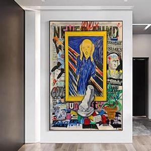Large Graffiti Art Handpainted on the Wall Canvas Expression The Screaming Man Painting the Famous Artwork Picture for Living Room Home Decor No Frame miniinthebox