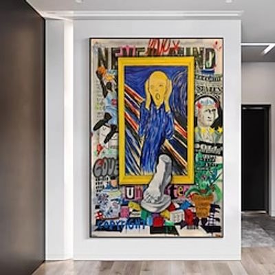 Large Graffiti Art Handpainted on the Wall Canvas Expression The Screaming Man Painting the Famous Artwork Picture for Living Room Home Decor No Frame Lightinthebox Large Graffiti Art Handpainted on the Wall Canvas Expression The Screaming Man Painting the Famous Artwork Picture for Living Room Home Decor No Frame Lightinthebox
