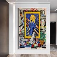 Large Graffiti Art Handpainted on the Wall Canvas Expression The Screaming Man Painting the Famous Artwork Picture for Living Room Home Decor No Frame miniinthebox - thumbnail