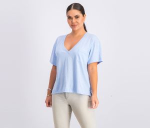 Womens V Neck T-shirt  Blue