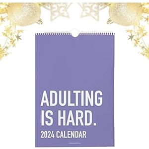 Adulting is Hard 2024 Calendar, 2024 Monthly Inspirational Wall Calendar, The 2024 Calendar Not Easy for adults, Daily Grid Personalized Note Pads Calendar, Planners for Office Calender miniinthebox