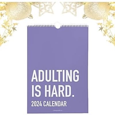 Adulting is Hard 2024 Calendar, 2024 Monthly Inspirational Wall Calendar, The 2024 Calendar Not Easy for adults, Daily Grid Personalized Note Pads Calendar, Planners for Office Calender miniinthebox