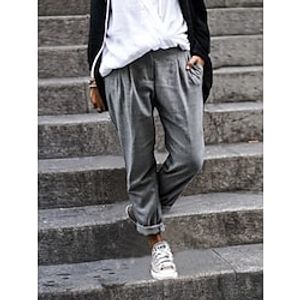women solid cotton-blend pants Lightinthebox