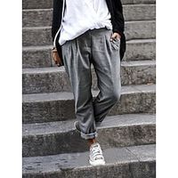 women solid cotton-blend pants Lightinthebox - thumbnail