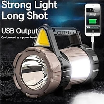 Powerful SearchlightWhistle Searchlight LED COB Rechargeable Flashlight Torch with Warn Light Horn for Outdoor Emergency Night Working Exploring Lighting miniinthebox