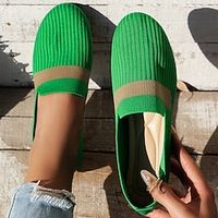 Women's Flats Slip-Ons Plus Size Comfort Shoes Daily Flat Heel Round Toe Fashion Casual Comfort Tissage Volant Loafer Green Khaki Lightinthebox - thumbnail