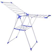 Royalford Metal Cloth Dryer (159X62X102) CM Folding Clothes Airer Clothes Airer Clothes Airer 16m Drying Length Stainless Steel White and Blue - RF9458
