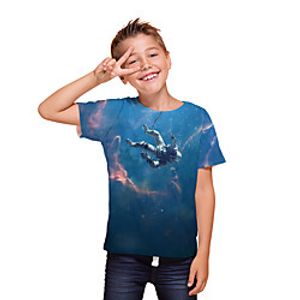 Kids Boys' T shirt Tee Short Sleeve 3D Print Graphic Unisex Print Blue Children Tops Summer Active Daily Wear Regular Fit 3-12 Years miniinthebox