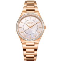 Ecstacy Women's Analog Display Watch & Stainless Steel Strap Two Tone, Rose Gold - E23507-RBKMK