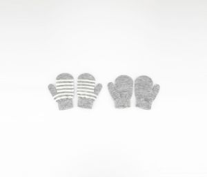 Baby Boys 2-Pair Stripe Plain Gloves Gray/White