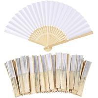 2 Pcs Paper Hand Fan 50 Pcs/lot White Folding Elegant Wedding Party Favors 21cm(white) Lightinthebox