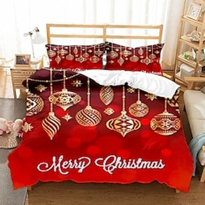 Christmas Xmas Santa Claus Bedding Set Duvet Cover Set, 11 Pieces Comforter Cover With Zipper Closure Soft Microfiber Festival Bedding Gifts Christmas Decoration For Home miniinthebox