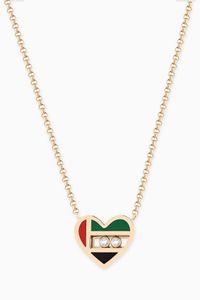 Sliding Diamonds UAE Heart Pendant in 18kt Yellow Gold