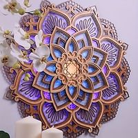 1pc Lotus Mandala Yoga Room Night Light LED Multi-layer Wooden Creative Atmosphere Light for Living Room Bedroom Bathroom Kitchen Wall Decoration Relaxing and Soothing Ambiance Lightinthebox - thumbnail