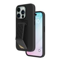 Levelo Morphix Silicone Case With Leather Grip For iPhone 15 Pro Max - Black - thumbnail