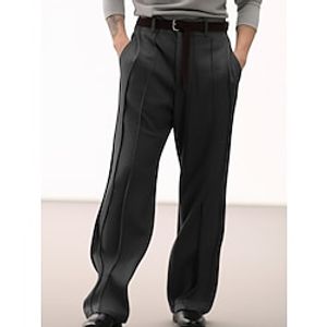 Men's Dress Pants Trousers Pleated Pants Suit Pants Pocket Plain Comfort Breathable Outdoor Daily Going out Fashion Casual Black Khaki miniinthebox