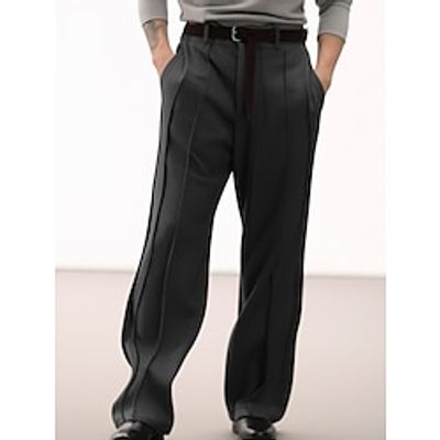 Men's Dress Pants Trousers Pleated Pants Suit Pants Pocket Plain Comfort Breathable Outdoor Daily Going out Fashion Casual Black Khaki miniinthebox