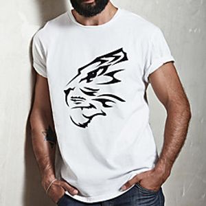 Men's Unisex Tee T shirt Shirt Hot Stamping Graphic Prints Tiger Animal Plus Size Print Short Sleeve Casual Tops Cotton Basic Fashion Designer Big and Tall Round Neck White  Summer Lightinthebox