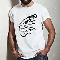 Men's Unisex Tee T shirt Shirt Hot Stamping Graphic Prints Tiger Animal Plus Size Print Short Sleeve Casual Tops Cotton Basic Fashion Designer Big and Tall Round Neck White  Summer Lightinthebox - thumbnail