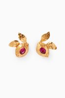 Lemon Clip-on Earrings with Ruby in Yellow Gold - thumbnail