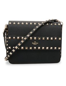 Small Rockstud Grainy Leather Bag - Black