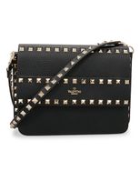 Small Rockstud Grainy Leather Bag - Black - thumbnail
