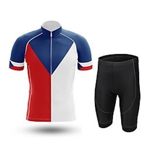 21Grams Men's Short Sleeve Cycling Jersey with Shorts Summer Spandex RedBlue Czechia Bike Quick Dry Moisture Wicking Sports Czechia Mountain Bike MTB Road Bike Cycling Clothing Apparel  Stretchy Lightinthebox