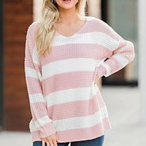 Women's Casual  Daily Knitted Striped Sweater Acrylic Fibers Long Sleeve Sweater Cardigans Crew Neck Fall Winter Blue Blushing Pink Orange Lightinthebox