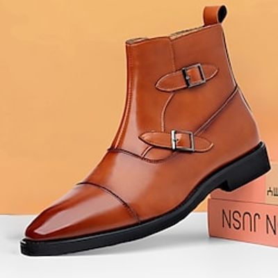 Men's Boots Retro Dress Shoes Walking Casual Daily Leather Comfortable Booties / Ankle Boots Lace-up Black Brown Spring Fall miniinthebox