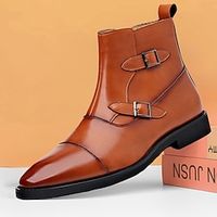 Men's Boots Retro Dress Shoes Walking Casual Daily Leather Comfortable Booties / Ankle Boots Lace-up Black Brown Spring Fall miniinthebox - thumbnail