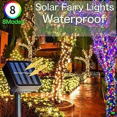 Christmas solar copper wire lamp winding tree lamp string outdoor courtyard waterproof decorative light 8 function holiday wedding Halloween Christmas decoration 30m-300Led20m-200Led10m-100Led5m-50 Lightinthebox