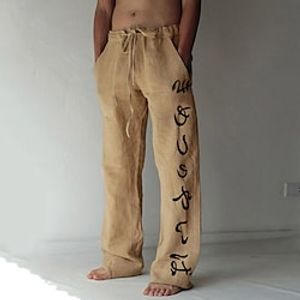 Inspired by Demon Slayer: Kimetsu no Yaiba Kamado Nezuko Kamado Tanjirou Linen Pants Straight Trousers Cotton Blend Anime Elastic Drawstring Design Front Pocket Pants For Men's miniinthebox