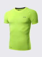 Mens Fitness Running Tights Short SleeveD T-shirtS High Elastic Quick Dry Breathable Tops