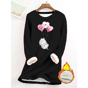 Women's Sweatshirt Pullover Sherpa Fleece Lined Graphic Warm Fuzzy Print Black Casual Sports Round Neck Long Sleeve Top Micro-elastic Fall  Winter Lightinthebox