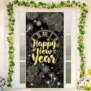 Happy New Year Door Covers Decoration Backdrop Door Banner for Front Door Farmhouse Christmas Holiday Party Decor Supplies Lightinthebox